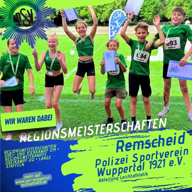 🏃♀️🏃♂️ Regionsmeisterschaften Remscheid 2025 🏆
📅 28. Juni | 📍 Remscheid 
3x800m – U14 Zeitläufe
Ein erfolgreicher Tag für den PSV Wuppertal bei den Regionsmeisterschaften in Remscheid!
💙 Weibliche Jugend U14 – REGIONS V I Z E MEISTER!
Jana Stanic (2012), Sophia van Look (2013) und Neele Johanna Leven (2013) liefen mit 8:20,30 min als Zweite durchs Ziel – und sichern sich damit den 2. Platz in der Regionswertung, hinter OSC Waldniel (außer Konkurrenz) und vor der LG Remscheid.
🥇 WJU14 | 2./I
🔥 Männliche Jugend U14 – STARKER 3. PLATZ!
Auch unsere Jungs zeigten eine tolle Teamleistung!
Oskar Bleidißel (2013), Jona Schwedler (2014) und Jonathan Kaufmann (2013) liefen mit 8:22,77 min auf einen verdienten 3. Platz in der Regionswertung.
🥉 MJU14 | 3./I
Ein rundum erfolgreicher Wettkampftag für unseren Nachwuchs – weiter so! 💪
#PSVWuppertal #Leichtathletik #Regionsmeisterschaft #3x800m #U14 #Remscheid2025 #Teamwork #Nachwuchsleistung #WJU14 #MJU14 #StolzAufEuch
#psvwuppertalleichtathletik